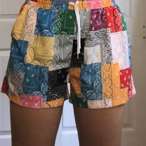 rainbow bandana print shorts